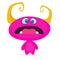 Cute cartoon monster. Surprised funny pink monster emotion.