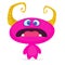 Cute cartoon monster. Surprised funny pink monster emotion. Halloween vector illustration.