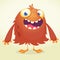 Cute cartoon monster. Vector furry orange brown monster character with tiny legs. Halloween design.