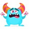 Cute cartoon monster. Vector illustration of yeti or bigfoot. Scared emotion monster face.