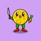 Cute cartoon moon holding knife and carrot