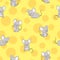 Cute cartoon mouse and cheese seamless pattern.