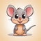 Cute Cartoon Mouse Illustration On Brown Background