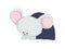 Cute cartoon mouse in a mink. Vector illustration on white background.