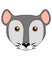 Cute cartoon mouse or rat - vector full color illustration. Muzzle of a gray mouse. Rat head emoticon.