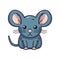 Cute cartoon mouse, small and fluffy, sitting