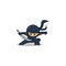 Cute cartoon ninja attacking with sword