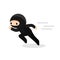 Cute cartoon ninja running isolated on white background