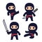 Cute cartoon ninja set