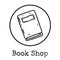 Cute cartoon notebook doodle image. Book shop logo. Media highlights graphic symbol