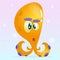 Cute cartoon octopus character. Vector Halloween yellow octopus surprised. on underwater background.