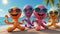 cute cartoon octopuses wearing sunglasses the sun comedian character emotion