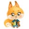 Cute cartoon orange fluffy squirrel with textbooks and bag go to school