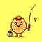 Cute cartoon orange fruit ready fishing