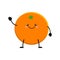 Cute cartoon orange. Kawai orange. Vector illustration isolated