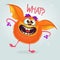 Cute cartoon orange monster. Vector fat monster mascot character. Halloween design for party decoration, print or children book.