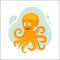 Cute cartoon orange octopus vector illustration.  SEa creatures vector.