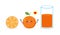 Cute cartoon orange and orange juice glass, happy Breakfast Funny fruit characters Best friends set, Concept with Eating healthy