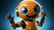 cute cartoon orange robot with smiling face, Robot assistant, online consultant. 3d illustration