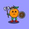 Cute cartoon Orange viking pirate, ax and shield