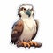 Cute Cartoon Osprey Sticker With Brown Eagle - 2d Game Art Style