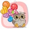 Cute Cartoon Owl girl with balloons