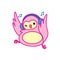 Cute cartoon Owl logo design in pastel colors