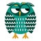 Cute cartoon owl vector illustration. Green brooding bird. Skeptical owl. Isolated icon on white background, flat style