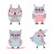 Cute cartoon owls vector set