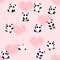 Cute cartoon panda bear seamless pattern, romantic animal background, for kids, for ValentineÃ¢â‚¬â„¢s day