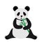 Cute cartoon panda eats bamboo