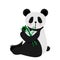 Cute cartoon panda eats bamboo