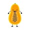 Cute cartoon papaya character vector illustration isolated on white background.