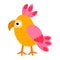 Cute cartoon parrot in childlike flat style isolated