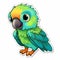 Cute Cartoon Parrot Sticker - Light Emerald Style