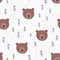 Cute cartoon pattern with bears and trees