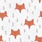 Cute cartoon pattern with foxes and trees