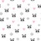 Cute cartoon pattern with panda heads and hearts