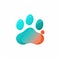 Cute Cartoon Paw Logo for Veterinary Services on White Background.