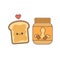 Cute cartoon peanut butter jar and bread sandwich vector Illustration