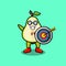 Cute cartoon pear fruit businessman target arrow