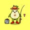 Cute cartoon pear fruit ready fishing