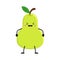 Cute cartoon pear. Kawai pear. Vector illustration isolated on w