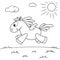 Cute cartoon pegasus. Black and white vector illustration for coloring book