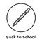 Cute cartoon pencil doodle image. Back to school logo. Media highlights graphic symbol