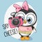Cute cartoon Penguin with a camera