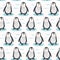 Cute cartoon penguin chick vector illustration. Seamless repeating pattern .