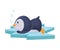 Cute Cartoon Penguin Sleeping on Ice Plate Vector Illustration