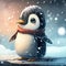 Cute cartoon penguin in snow