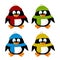 Cute cartoon penguins isolated